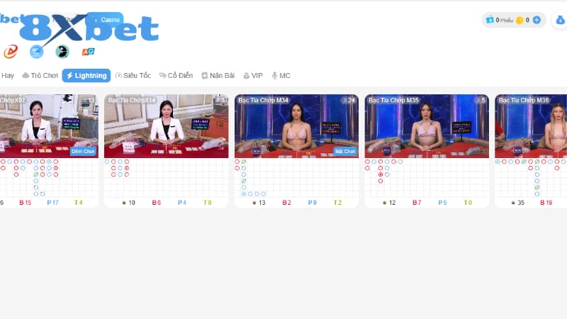 Các trò chơi có tại Casino Online 8xbet