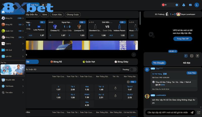Thể thao 8xbet được nhà cái đầu tư không gian cá cược